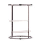 24" Black Metal Glass And Faux Marble Round End Table With Two Shelves