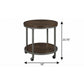 24" Brown Manufactured Wood And Iron Round End Table With Shelf