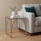 22" Chrome Glass And Iron Square End Table