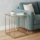 24" Champagne Glass And Iron Square End Table