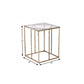 24" Champagne Glass And Iron Square End Table