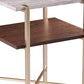 24" Brass Manufactured Wood And Iron Square End Table With Shelf