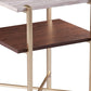 24" Brass Manufactured Wood And Iron Square End Table With Shelf