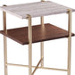24" Brass Manufactured Wood And Iron Square End Table With Shelf