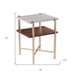 24" Brass Manufactured Wood And Iron Square End Table With Shelf