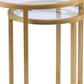 Set Of Two 23" Gold Glass And Steel Round Nested Tables