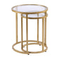 Set Of Two 23" Gold Glass And Steel Round Nested Tables
