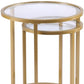 Set Of Two 23" Gold Glass And Steel Round Nested Tables