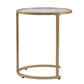 Set Of Two 23" Gold Glass And Steel Round Nested Tables