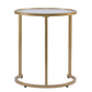Set Of Two 23" Gold Glass And Steel Round Nested Tables