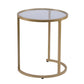 Set Of Two 23" Gold Glass And Steel Round Nested Tables