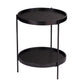 24" Black Manufactured Wood And Iron Round End Table With Shelf