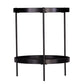 24" Black Manufactured Wood And Iron Round End Table With Shelf