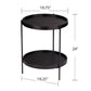 24" Black Manufactured Wood And Iron Round End Table With Shelf