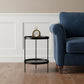 24" Black Manufactured Wood And Iron Round End Table With Shelf