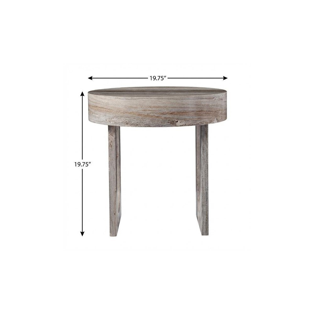20" Brown Manufactured Wood Round End Table