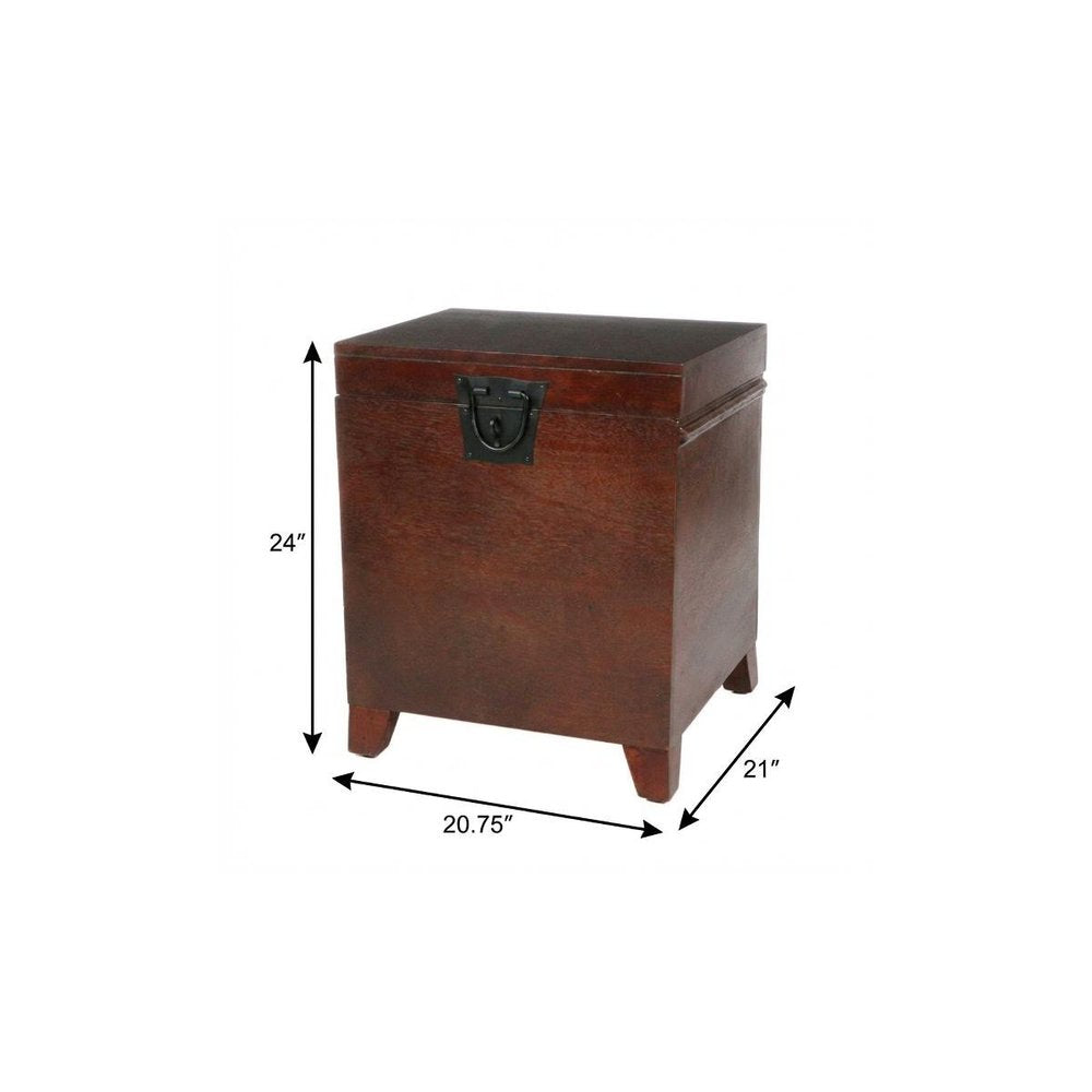 24" Brown Solid Wood And Manufactured Wood Square End Table