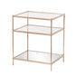 27" Gold And Clear Glass And Iron End Table With Mirrored Shelf