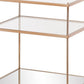 27" Gold And Clear Glass And Iron End Table With Mirrored Shelf