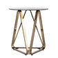 24" Champagne Glass And Iron Round End Table