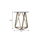 24" Champagne Glass And Iron Round End Table