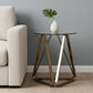 24" Champagne Glass And Iron Round End Table