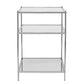 27" Silver Mirrored Glass And Iron End Table With Shelf