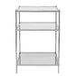 27" Silver Mirrored Glass And Iron End Table With Shelf