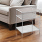 27" Silver Mirrored Glass And Iron End Table With Shelf