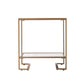 24" Gold Glass And Iron Square Mirrored End Table With Shelf