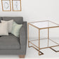 24" Gold Glass And Iron Square Mirrored End Table With Shelf