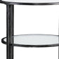24" Black Glass And Iron Round End Table
