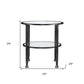 24" Black Glass And Iron Round End Table