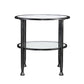 24" Black Glass And Iron Round End Table