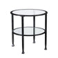 24" Black Glass And Iron Round End Table