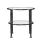 24" Black Glass And Iron Round End Table