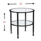 24" Black Glass And Iron Round End Table