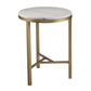 24" Champagne Genuine Marble Look And Iron Rectangular End Table