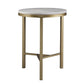 24" Champagne Genuine Marble Look And Iron Rectangular End Table