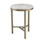 24" Champagne Genuine Marble Look And Iron Rectangular End Table