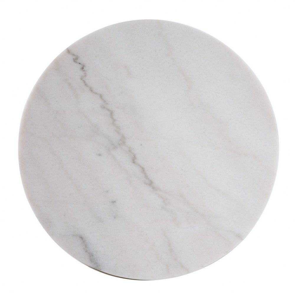 24" Champagne Genuine Marble Look And Iron Rectangular End Table