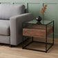22" Black Glass And Iron Square End Table With Drawer With Shelf
