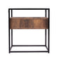22" Black Glass And Iron Square End Table With Drawer With Shelf