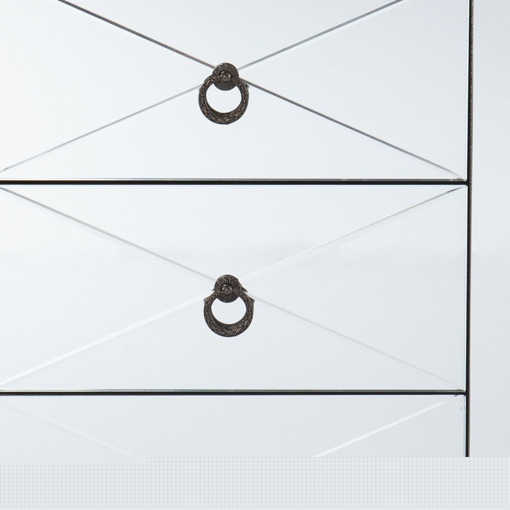 26" Silver End Table With Three Drawers