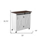 35" Dark Brown and White Wood Rolling Kitchen Cart