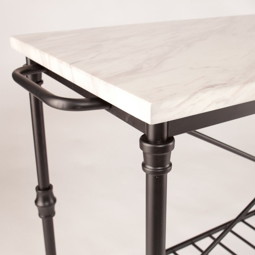Black and White 49" Rolling Kitchen Island With Storage