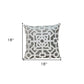 18" Gray and White Velvet Throw Pillow