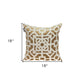 18" Gold And Ivory Geometric Velvet Throw Pillow