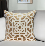 18" Gold And Ivory Geometric Velvet Throw Pillow