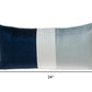 12" X 24" Navy Blue Striped Velvet Throw Pillow